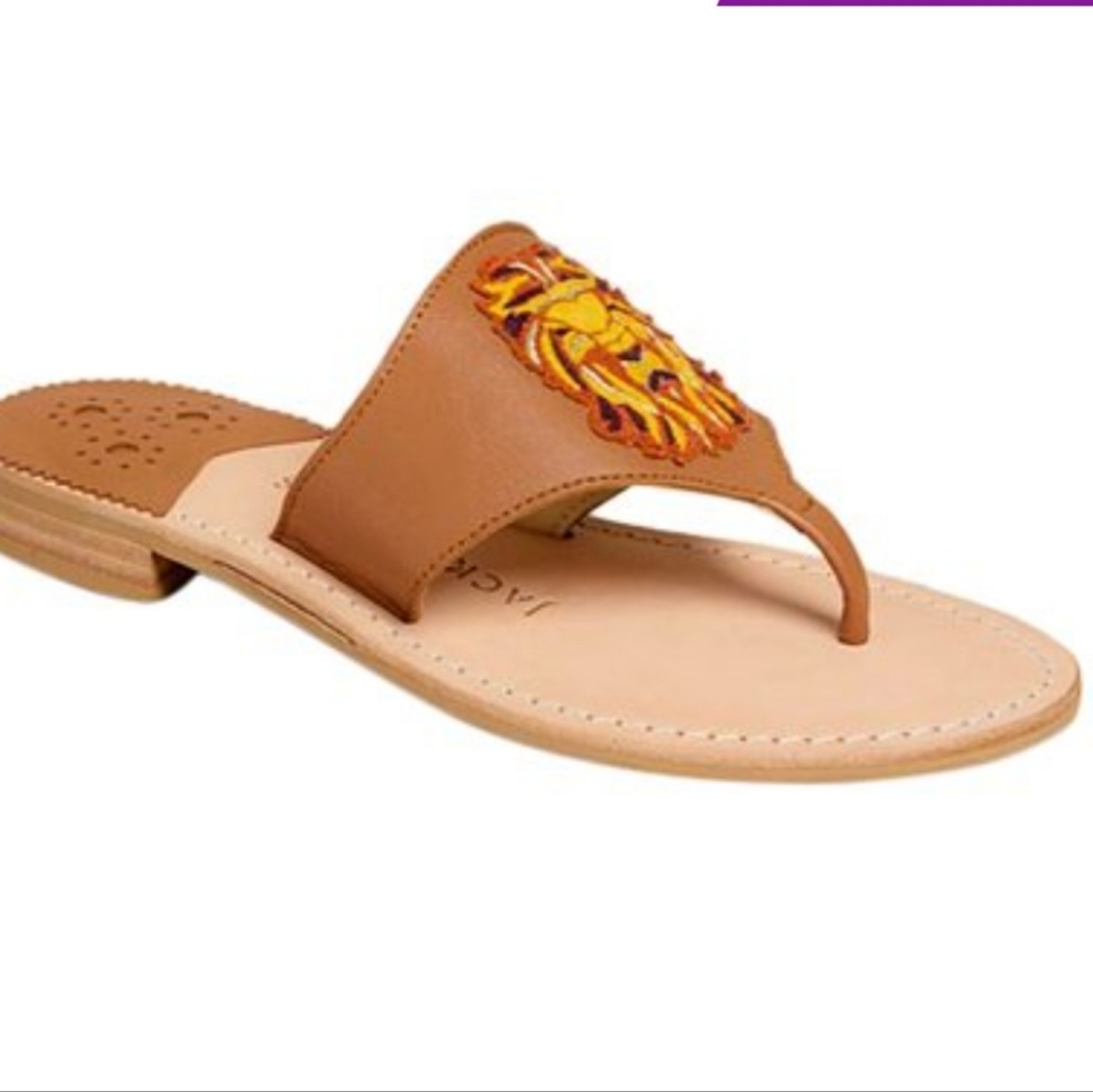 Jack Rogers Luggage Leo Embroidery Leather Sanda size 8 Sandals Made in … - Picture 1 of 16
